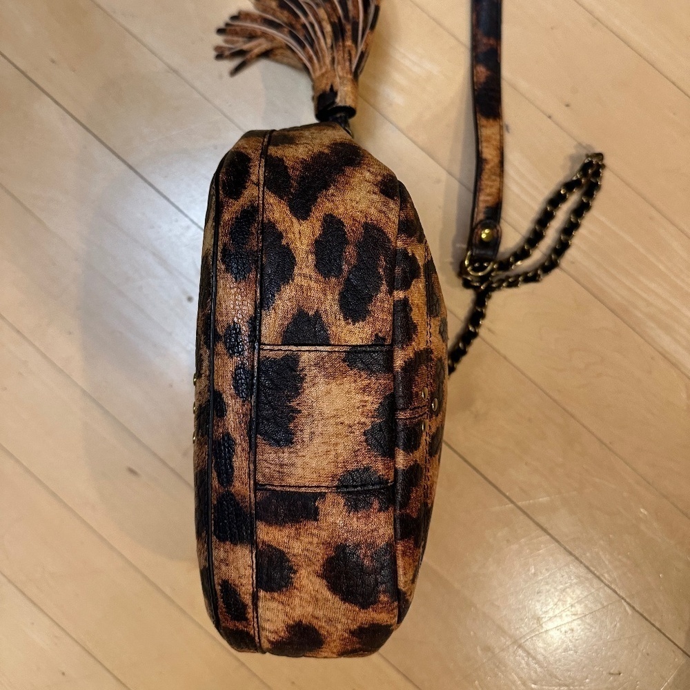 Cheeta print vegan leather crossbody, P1383 - Picture 3 of 6